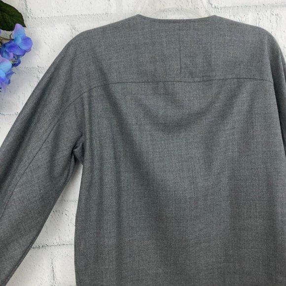 COS Lightweight Wool Shirt Jacket Size 4 Grey Button Up Collarless Shacket - Picture 5 of 9